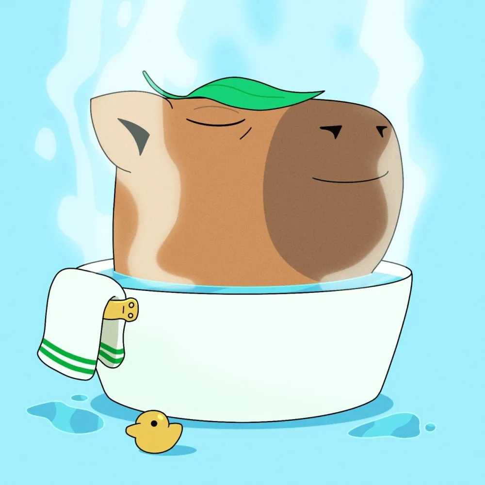 Capybara relaxing in a bath
